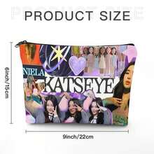 KPOP KATSEYE Makeup Bag - K-Pop Inspired Storage Bag With K-Pop Idol Photos, Women's Compact Travel Bag, Makeup, Travel, Daily Carrying, Makeup Bag, Kpop Theme Accessories, Durable Zipper Closure, Beauty Enthusiasts - 多色的 - 查看 12