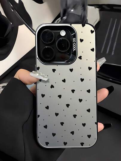 Funda de teléfono con patrón de mini corazones negros. La nueva serie de fundas de teléfono láser IMD creativas y de moda, fundas de teléfono híbridas clásicas con resistencia a los golpes y antideslizantes, compatibles con 17/17Air/17Pro/17ProMax, 16/16Plus/16ProMax, 15.14, 13, 12, 11 Series, adecuadas para Galaxy S22, S23, S24, S25 PLUS ULTRA Series. Regalo de Pascua, decoración de Navidad/Halloween/regalo de cumpleaños, pareja, novia, novio, amigo o para ti mismo.