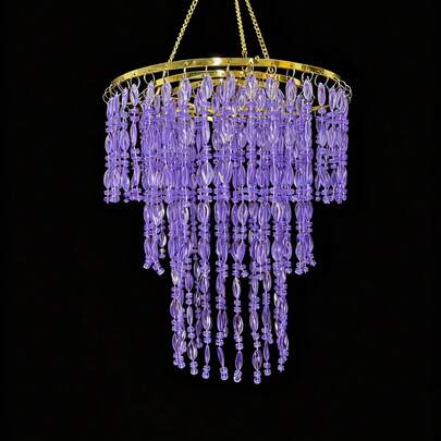  Vectolum 波西米亚风格装饰艺术紫色串珠非发光挂饰，适用于派对、节日、婚礼装饰、家居装饰、悬挂配件，时尚奢华的点缀，营造氛围