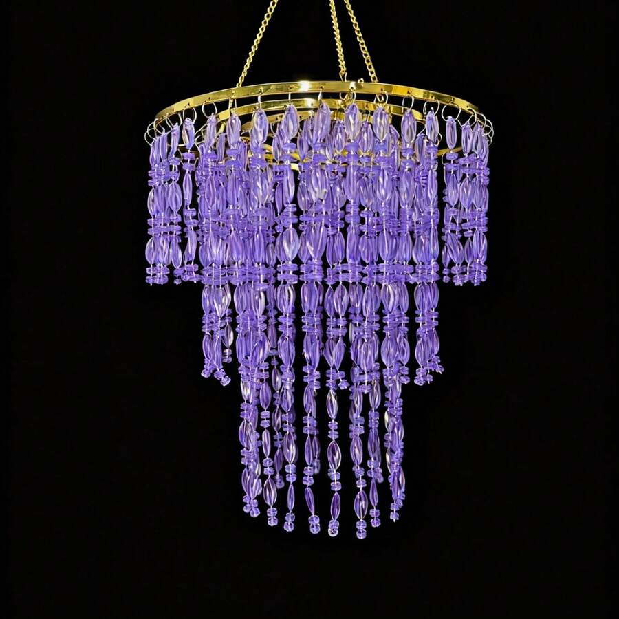 Vectolum 波西米亚风格装饰艺术紫色串珠非发光挂饰，适用于派对、节日、婚礼装饰、家居装饰、悬挂配件，时尚奢华的点缀，营造氛围