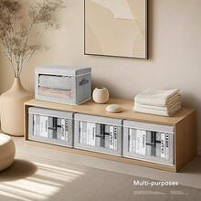 Caja de almacenamiento con tapas - Paquete de 5 contenedores de almacenamiento plegables con ventana transparente, grandes contenedores de almacenamiento decorativos con asas, contenedores de almacenamiento para ropa, toallas, mantas, sábanas, gris claro - Gris claro - Ver 7