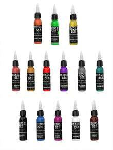 Gold Plume 30ml 7/14 Tinta para tatuajes de colores, pigmento de tatuaje profesional, set de tinta para tatuajes: 30ml (1.01 Oz)/Botella, inodoro, de larga duración, tinta para tatuajes de Halloween, suministros de arte de tatuaje para regalo de Navidad, suministros de arte corporal profesional, accesorios de tatuaje, adecuado para estudios de tatuajes, tinta para tatuajes ABS, suministros para artistas de tatuajes | Set de tinta multiusos | Tinta para tatuajes, regalo del Día de San Valentín - Multicolor - Ver 4