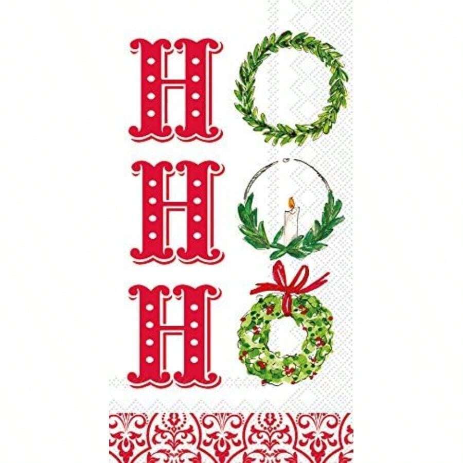 Boston International IHR - Servilletas de papel de 3 capas, tamaño de huésped, color negro(16-Count Guest Size, X-Mas Ho Ho Ho) - Multicolor - Ver 1