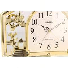 Rhythm Alarm Mantel Clock With Rotating Crystal  Gilt - Standard - View 4