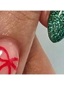 24pcs Almond-Shaped Christmas Press-On Short Nails – Festive Pink & White French Tips Adorned With Gingerbread Men & Candy Cane Accents, Sassy Yet Office-Appropriate Holiday Manicure, Easy-Apply Reusable Nails For Everyday Cheer & Seasonal Glam - 彩色 - 查看 2