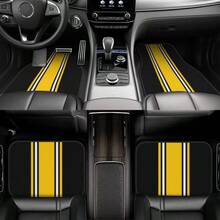4pcs Car Floor Mats, Colorful Striped Elegant Pattern Design - Black & Red Anti-Slip, Heavy Duty Car Interior, Universal Automotive Carpet Mats For Driver/Passenger/Rear/Trunk, Ideal Gift For Car, Truck - Multicolor - View 2