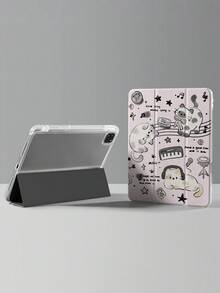 1pc Music Cartoon Kitten Painted Acrylic Protective Case, Suitable For IPad 7/8/9, IPad Air 5/4 9th Gen 10.2", IPad Pro 11" (2018/2020/2021/2022), IPad Air 6/IPad 10th Gen, IPad Air 11" (M3)/IPad 11" (A16 2025), Soft Flip Cover With Magnetic Closure, Folding Stand, Pencil Holder, Auto Sleep/Wake - Multicolor - View 5