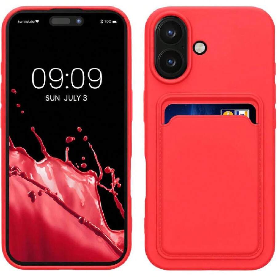 Wallet Case Compatible With Apple 16 - Protective Wallet Case With Card Slots - Neon Pink, 38214004 - 青碧色 - 查看 1