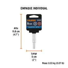 KIT 2 PZ-Dado largo de 5 mm, 6 puntas, cuadro 1/4', Truper - Plateado - Ver 3