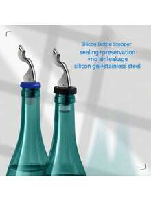 硅胶密封酒塞，防漏酒瓶盖，适用于红酒、香槟、啤酒，手动按压真空酒塞 - 彩色 - 查看 10