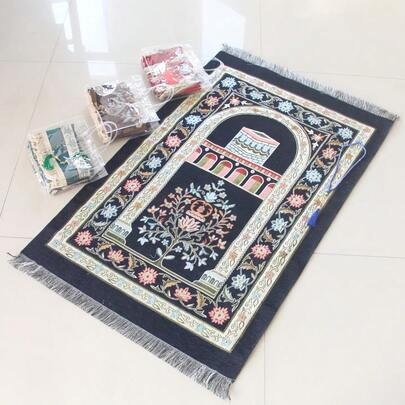 3 st/1 set tofsad bönematta - Vintage blommönster, mjuk och tvättbar, lämplig för religiösa platser och hemgudstjänst