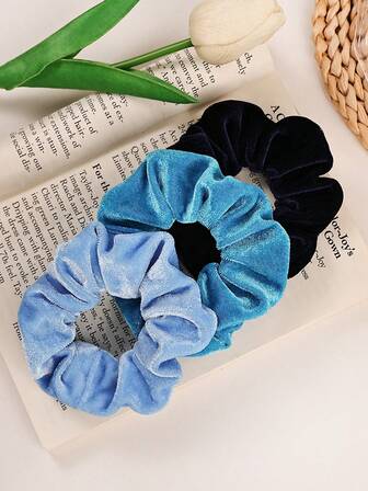 3 st mjuka elastiska hårsnoddar i sammet för kvinnor