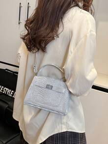 女士手提包，流行高品质奢华包，时尚托特单肩包，适合日常出行 - 銀色 - 查看 7