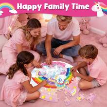 70pcs Unicorn Floor Puzzle, Suitable For 3-5 Years/4-6 Years Old Girls, 58x58cm Large Round Floor Puzzle, Ideal Toy Gift For Boys And Girls, Suitable For Thanksgiving, New Year, Back To School And Other Holidays - Pink - View 7