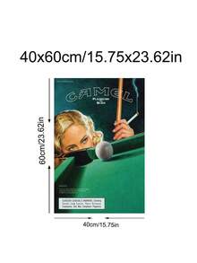 1幅复古骆驼牌台球帆布画，复古台球艺术印刷品，中世纪烟草风格海报，骆驼牌复古香烟广告 - 燃烧的乐趣 - 酒吧推车印刷品，复古家居酒吧装饰，卧室装饰，客厅装饰，办公室装饰，游戏装饰，送给朋友的理想礼物，墙面艺术，墙面装饰，家居装饰，房间装饰，帆布墙面艺术，海报，带框墙面艺术，可选画框 - 彩色 - 查看 16