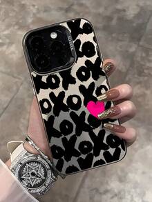 1pc Personalized English Heart Pattern Shockproof Scratch-Resistant Phone Case With Independent Button, Compatible With IPhone 11/13/15/15 Plus/15 Pro/15 Pro Max/11/12/13/14 Pro Max/XS/XR/11 Pro/11 Pro Max/12 Pro/12 Pro Max/13 Pro/13 Pro Max/14 Pro/14 Pro Max/14 Plus/7 Plus/8 Plus/8/SE2 And Series - Multicolor - View 2