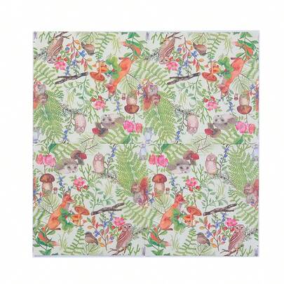 20张/40张/60张/套 柔软方形动物花卉印花餐巾，双层，展开尺寸33厘米*33厘米，适用于婚礼、下午茶、生日派对装饰、派对用品、节日装饰、节日用品