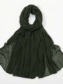 1件純色圍巾，適合日常穿著 - Long shawl headscarf - 查看 13