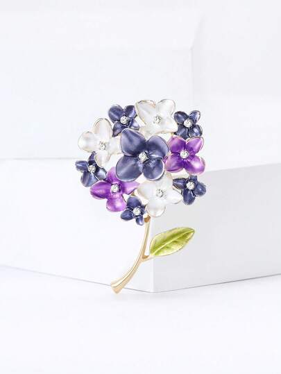 Luxury Enamel Hydrangea Brooches - Plant Pins For Women Unisex Casual Party Jewelry Accessories / Friends Gifts Badges Decoration