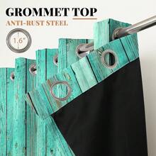 Rustic Teal Wood Curtains Turquoise Planks Window Drapes For Living Room Southwestern Vintage Wood Farmhouse Window Curtain Panels For Bedroom 63H X 53W Set Of 2 Panels - 藍綠色 - 查看 6