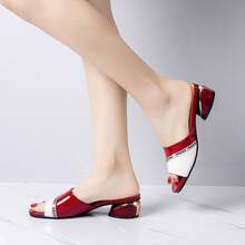 Sandalias de tacón grueso con pedrería para comercio exterior, elegantes sandalias de mujer, nueva moda de verano 2025, sandalias de tacón cuadrado para exteriores - Azul - Ver 5