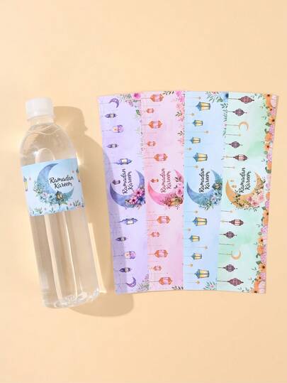 24Pcs Ramadan Water Bottle Stickers,Ramadan Kareem Bottle Label Stickers With Stars,Moon,Lantern Design,Bottle Packaging Stickers,Beverage Mineral Water Bottles Decorative Stickers,Ramadan Kareem Party Supplies,Ramadan Mubarak Decorations,Islamic Muslim Party Supplies,EID Mubarak Decor,Eid Al-Fitr Gifts