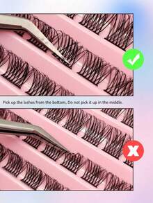 100pcs D-Curl Fluffy False Eyelashes, 8-16mm Length, Delicate & Lightweight, Create Natural & Voluminous DIY Lash Look, Easy Salon-Level Lash Experience At Home - D - View 3