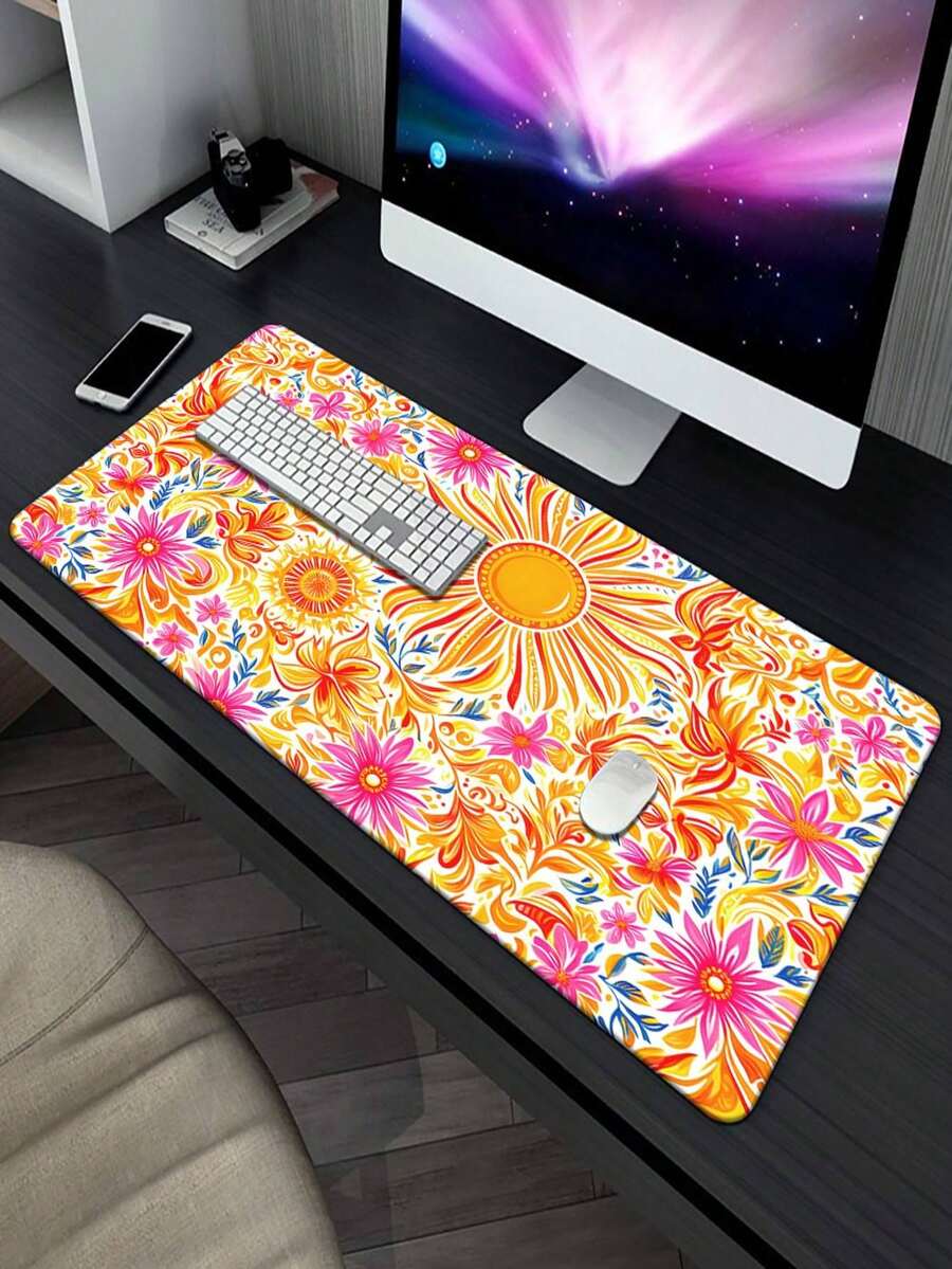 1 pieza Alfombrilla de escritorio con estampado de girasol y sol de alta definición, alfombrilla de ratón extra grande multifuncional, alfombrilla de ratón y teclado para juegos de oficina, computadora y PC. También se puede usar como almohadilla para teclado, almohadilla de escritorio o almohadilla para libros, adecuada para oficina y dormitorio, vacaciones, regalos de cumpleaños, compatible con ratón y trackball. - Multicolor - Ver 1
