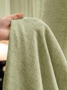 1件装现代亚麻纱帘 - 日式亚麻风格，杆袋式设计，适用于客厅和卧室 - 轻薄透光窗帘，客厅窗帘，卧室窗帘（160克面料重量） - 薄荷綠 - 查看 3