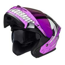 Crown Racing DOT认证模块化摩托车头盔,带双镜片,可翻转设计 - 彩色 - 查看 17