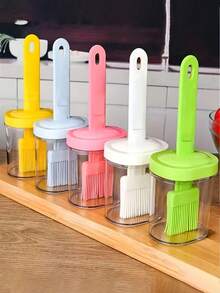 1个一体式烧烤刷，日式油刷，耐热，煎饼烘焙油刷，带油瓶，烹饪工具，适用于家庭煎饼制作、厨房烘焙、户外露营野餐，炊具烧烤工具配件 - 藍色 - 查看 8