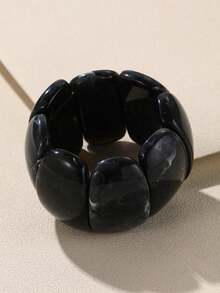 1pc New Elastic Thickened Bracelet Resin Geometric Tie Dye Bangle Bracelet Cuff, Vintage Bohemian Elegant Charm Beaded Bracelet Bangle, Fashion Jewelry Gift For Women, Girls, Ladies, Suitable For Daily Wear, Party, Travel