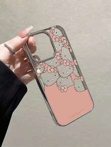 SANRIO 1 chiếc ốp lưng điện thoại thời trang & sáng tạo, khung mạ điện mềm mại màu hồng Macaron, chất liệu acrylic chống nước và chống sốc, dễ thương & phong cách, tương thích với Apple Series 17, 11/12/12 Pro, 13/14/15, 13 Pro/14 Pro/15 Pro, 12 Pro Max/13 Pro Max/14 Pro Max/15 Pro Max, 16, 16 Pro, 16 Pro Max, 17, 17 Pro, 17 Pro Max - Bạc mạ điện - Xem 1