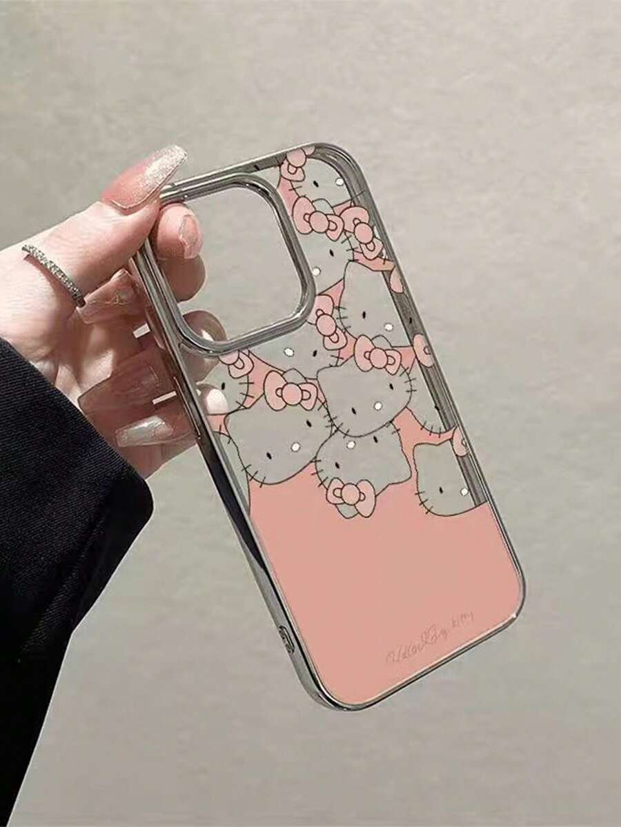 SANRIO 1 chiếc ốp lưng điện thoại thời trang & sáng tạo, khung mạ điện mềm mại màu hồng Macaron, chất liệu acrylic chống nước và chống sốc, dễ thương & phong cách, tương thích với Apple Series 17, 11/12/12 Pro, 13/14/15, 13 Pro/14 Pro/15 Pro, 12 Pro Max/13 Pro Max/14 Pro Max/15 Pro Max, 16, 16 Pro, 16 Pro Max, 17, 17 Pro, 17 Pro Max - Bạc mạ điện - Xem 1