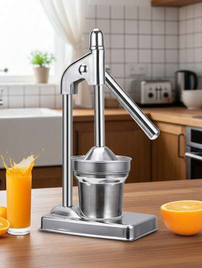 Manuell juicepress i rostfritt stål - Lämplig för kommersiellt och hemmabruk, robust struktur, lätt att rengöra, ingen ström behövs, lämplig för apelsiner, grapefrukt, citroner, äpplen, bär, grönsaker - perfekt val för restauranger och hemmakök