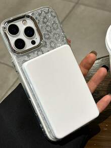 适用于 16 Pro Max/11/17/17 Pro/17 Pro Max/14 Pro/14 Pro Max/15/16/15 Pro Max/14/13/12 的磁吸式电镀银色摄像头边框手机壳，闪亮银色豹纹亮片皮革贴片后盖，搭配电镀按键，奢华美观的手机壳，是送给女友/生日/情人节的完美礼物。 - 銀色 - 查看 8