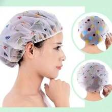 5pcs/4pcs/1pc Waterproof EVA Plastic Shower Cap, Elastic Reusable Swimming Cap, Beauty Salon SPA Lace Elastic Band Print Cap/Shower Cap - Multicolor - View 6