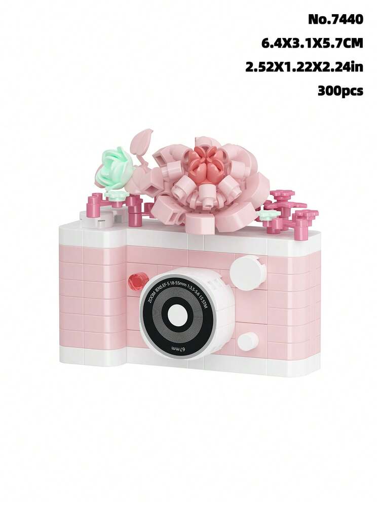 6pcs (0-5 Inches) Camera Simulation Building Block Toy Models, Made Of ABS Plastic, Cute Camera Shaped Blocks With Camera & Flower Patterns, Simple Assembly, Great DIY Gift And Home Decor Accessory - Multicolor - View 17