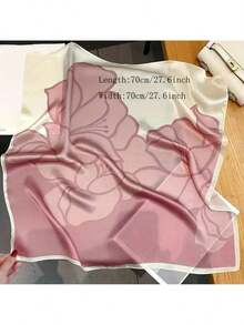 27.56inch Square Bohemian Floral Print Satin Scarf, Vintage Floral Pattern Polyester Soft Lightweight Elastic Hair Scarf Head Wrap Bandana Neck Shawl Bag Accessory For Christmas Wedding Party Vacation - Những bông hoa lớn màu xanh lam và cam - Xem 5