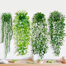 人造垂吊植物、仿真垂吊植物、盆栽绿植、仿真桉树藤蔓、曼陀罗藤蔓盆栽，适合室内/室外家居置物架装饰 - 綠色 - 查看 2