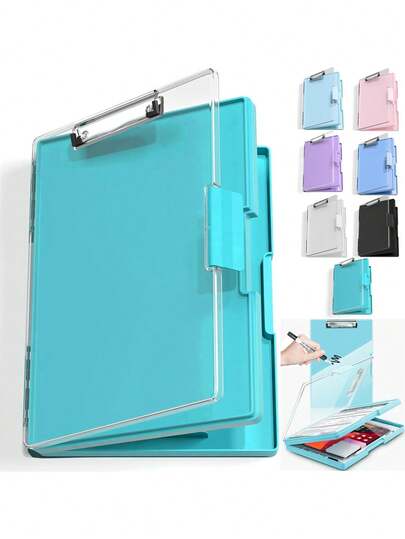 Portapapeles de Almacenamiento de Plástico Multifunción - Portátil A4 con Doble Compartimento,Panel Transparente y Pinza - Ideal para Enfermeras,Maestros,Médicos - Oficina,Hospital (Verde),38198650