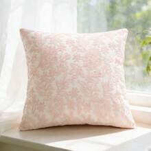 1 pieza Funda de cojín/almohada lumbar decorativa de piel sintética bordada con encaje rosa, adecuada para dormitorio, sala de estar, sofá - Rosa - Ver 2