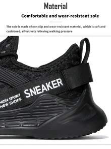 1 双男士步行鞋，针织网眼透气休闲鞋，高回弹 EVA，舒适系带运动鞋，适合日常散步、锻炼、跑步、休闲露营