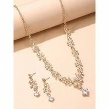 Rhinestone Decor Drop Earrings & Necklace - 黃金 - 查看 3