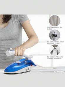 LAC 1pc Dual-Voltage Portable Folding Mini Handheld Steam Iron, Red/Blue, Suitable For Home And Travel Use - View 4