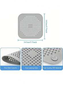 4件装硅胶地漏盖，浴室地漏毛发收集过滤器，防堵塞防滑吸盘地漏垫，水槽过滤器，适用于浴室、厨房、家庭使用