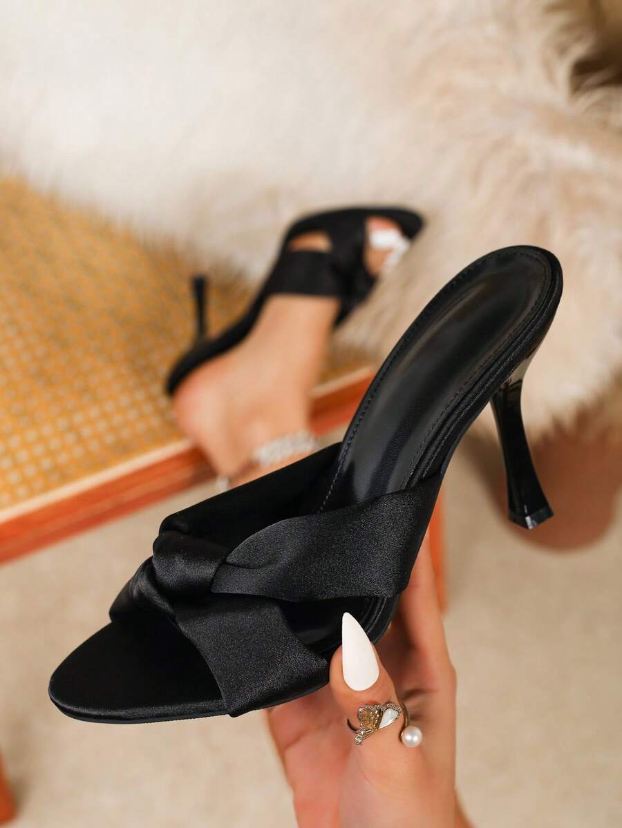 Giày sandal cao gót mũi nhọn gợi cảm dành cho nữ cỡ lớn, kiểu dáng thường ngày, thanh lịch, đa năng, phù hợp cho các bữa tiệc và trang phục mùa xuân hè. - màu đen - Xem 1