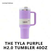 1913 40 Oz Stainless Steel Tumbler Double Wall Vacuum Insulated Portable Drinking Cup Travel Iced Coffee Mug Summer Drinkware With Handle And Straw, Perfect For Travel, Home, Office, Gift, Ice Drinks And Hot Drinks - 紫色 - 查看 7