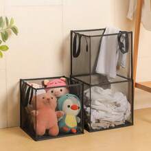 1 Giỏ đựng quần áo bẩn 2 tầng dạng lưới vuông, kích thước lớn, có thể gấp gọn, dùng trong phòng tắm, tiện dụng trong gia đình, có tay cầm. - Nhiều màu - Xem 3