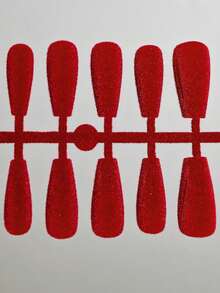 10pcs Coffin Shaped Nail Stickers, Textured, Y2K Aesthetic, Blood Red Press-On Nail Stickers, Red Nails, Acrylic Press-On Nails, Press-On Fake Nails, New Year Nails, Valentine's Day Nails, Includes 1pc Jelly Gel And 1pc Nail File, Suitable For Women And Girls Daily Wear, Rave Party Nail Supplement, Press-On Nails, Nail Art Supplies. - Red - View 5